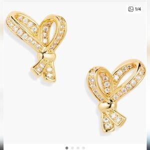 NWT Kate Spade All Tied Up Pave Bow Earrings in Gold    🎀